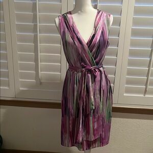 Purple and Pink Sleeveless V-Neck y2k Midi Sundress